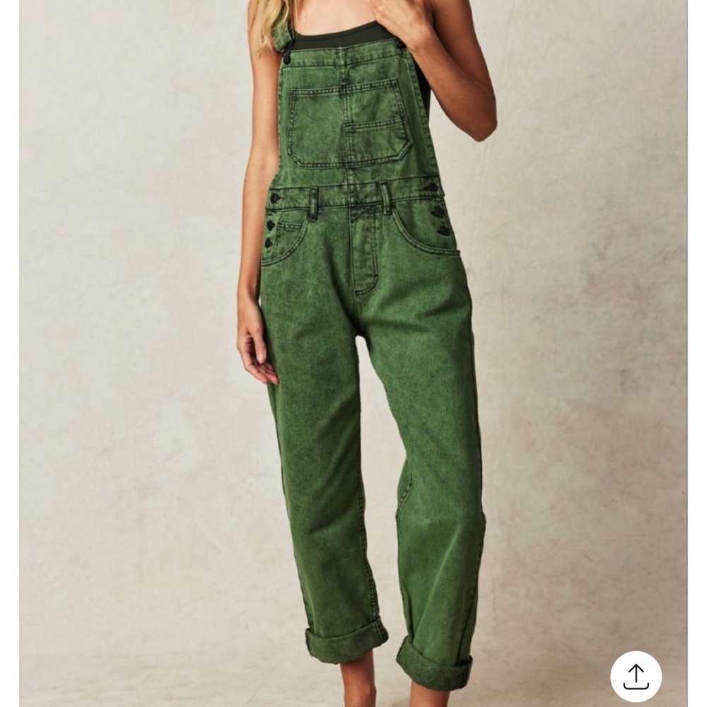 We The Free (Free People) Green Ziggy Overalls
